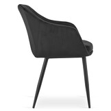Velvet eetkamerstoel DAXO - met armleuning - zwart