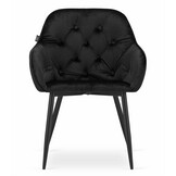 Velvet eetkamerstoel FORIO - met armleuning - zwart
