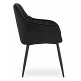 Velvet eetkamerstoel FORIO - met armleuning - zwart