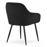 Velvet eetkamerstoel FORIO - met armleuning - zwart