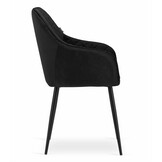 Velvet eetkamerstoel NUGAT - met armleuning - zwart
