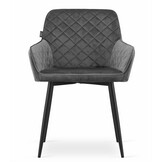 Velvet eetkamerstoel NOLA - met armleuning - grijs