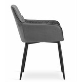 Velvet eetkamerstoel NOLA - met armleuning - grijs