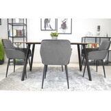 Velvet eetkamerstoel NOLA - met armleuning - grijs