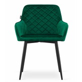 Velvet eetkamerstoel NOLA - met armleuning - groen