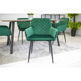 Velvet eetkamerstoel NOLA - met armleuning - groen