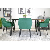 Velvet eetkamerstoel NOLA - met armleuning - groen