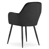Velvet eetkamerstoel DAKAR - met armleuning - zwart
