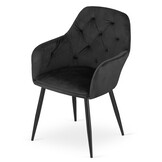 Velvet eetkamerstoel DAKAR - met armleuning - zwart
