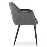 Velvet eetkamerstoel MADERA - met armleuning - donkergrijs
