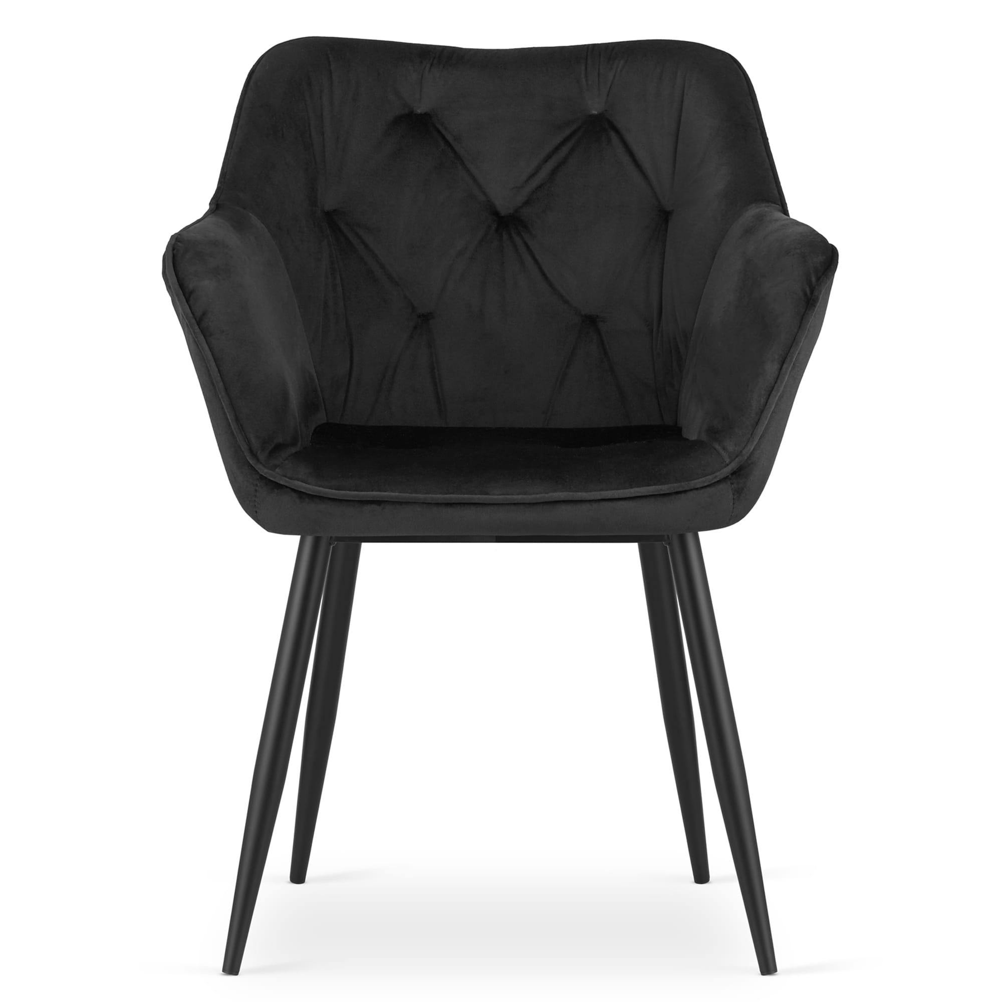 Velvet eetkamerstoel MADERA - met armleuning - zwart