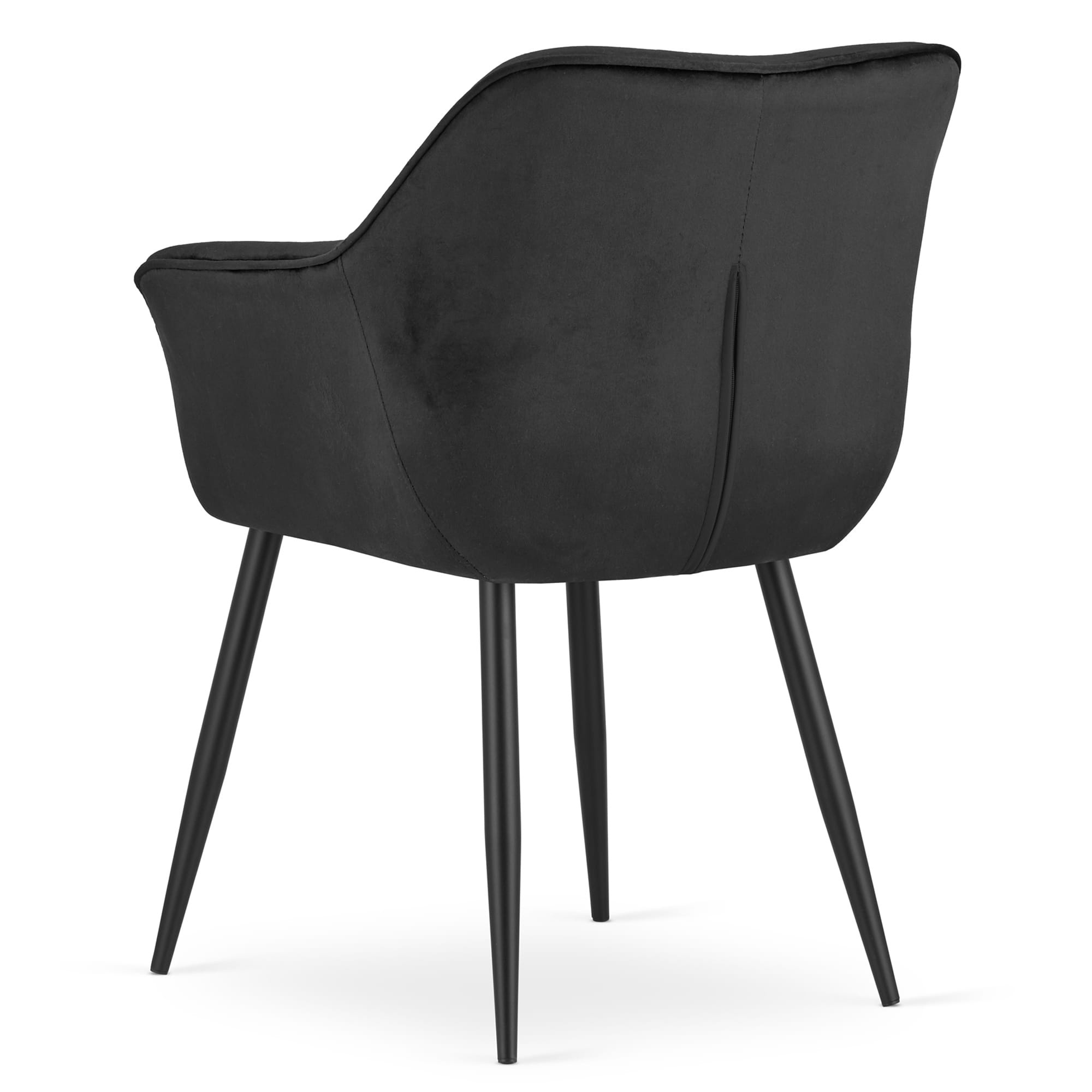 Velvet eetkamerstoel MADERA - met armleuning - zwart