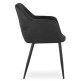 Velvet eetkamerstoel MADERA - met armleuning - zwart