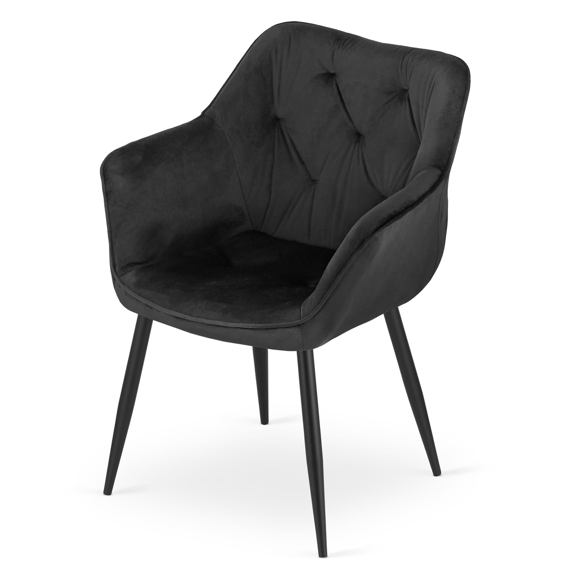 Velvet eetkamerstoel MADERA - met armleuning - zwart