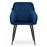 Velvet eetkamerstoel NUGAT - met armleuning - marine blauw