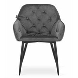 Velvet eetkamerstoel FORIO - met armleuning - grijs