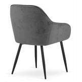 Velvet eetkamerstoel FORIO - met armleuning - grijs