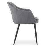 Velvet eetkamerstoel DAXO - met armleuning - donker grijs