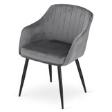 Velvet eetkamerstoel DAXO - met armleuning - donker grijs