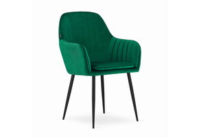 Velvet eetkamerstoel LUGO - met armleuning - groen