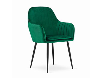 Velvet eetkamerstoel LUGO - met armleuning - groen