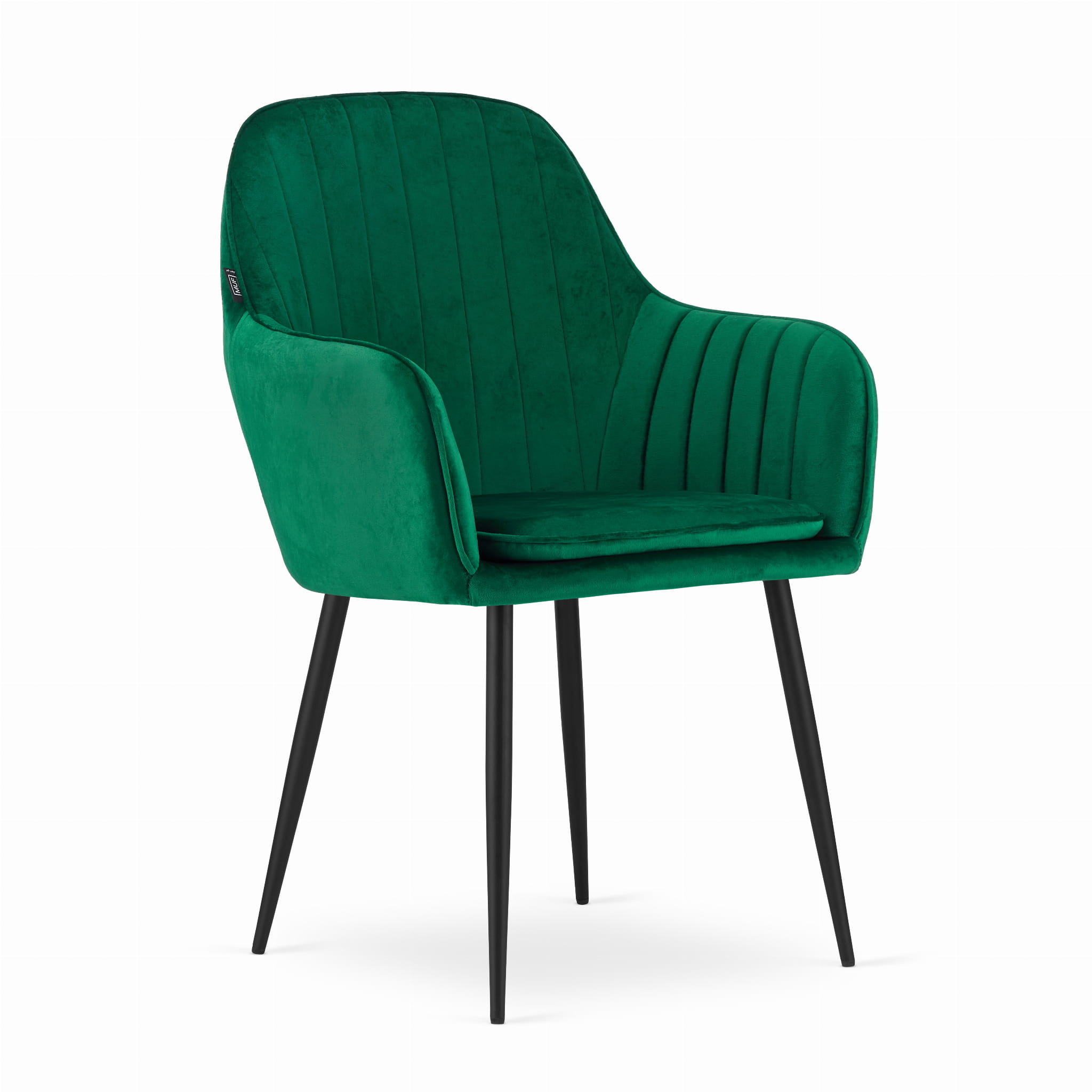 Velvet eetkamerstoel LUGO - met armleuning - groen