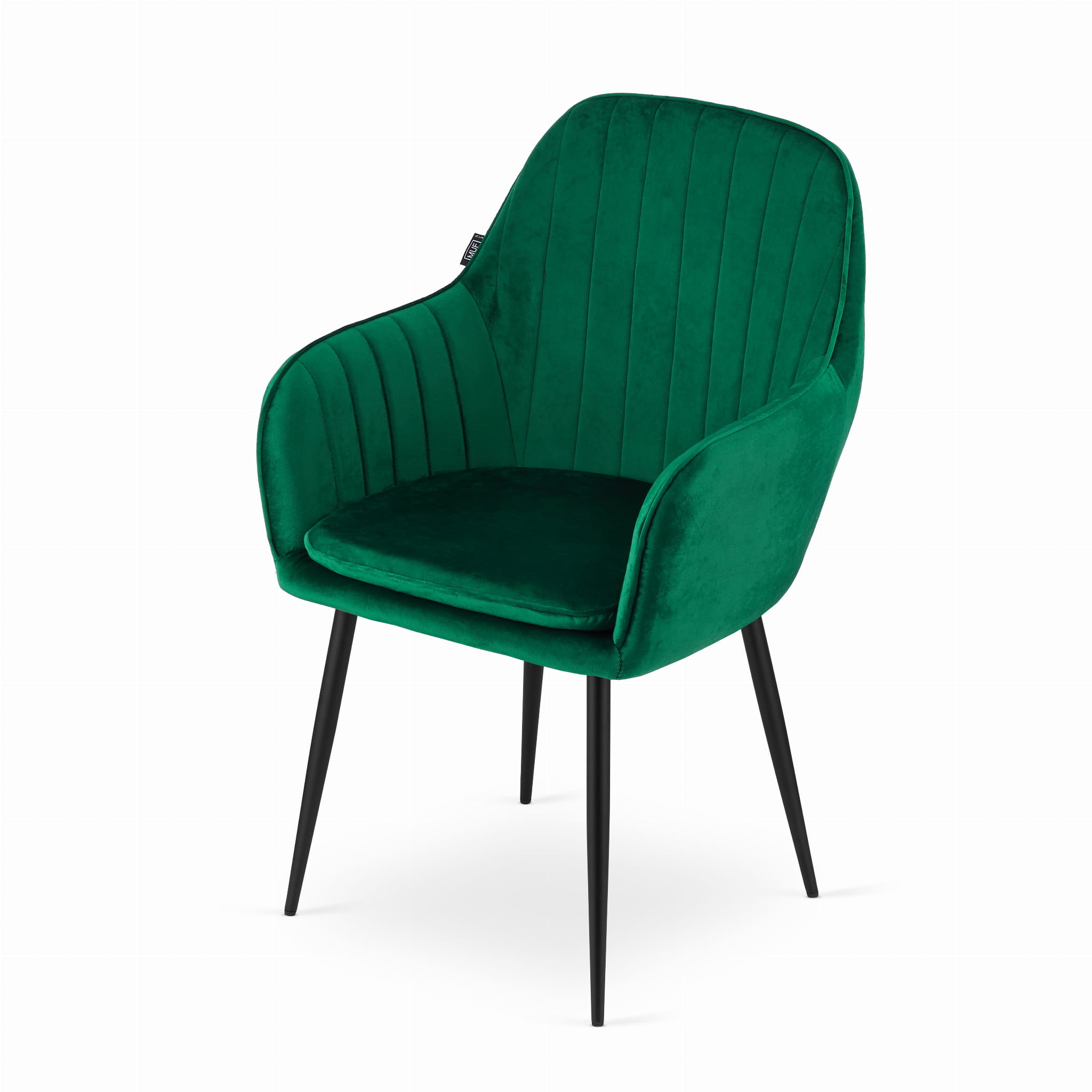 Velvet eetkamerstoel LUGO - met armleuning - groen