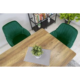 Velvet eetkamerstoel LUGO - met armleuning - groen