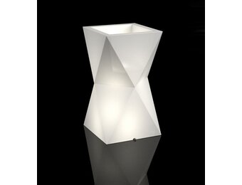 Bloempot - VALENCIA - 32x25x70cm - wit - LED verlichting