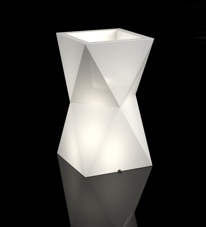 Bloempot - VALENCIA - 32x25x70cm - wit - LED verlichting