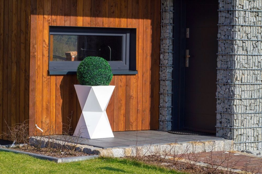 Bloempot - VALENCIA - 32x25x70cm - wit - LED verlichting