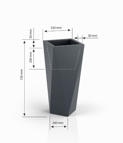 Bloempot - VASO - 20x20x72cm - antraciet