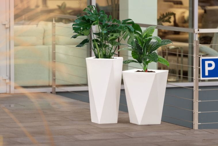 Bloempot - VASO - 20x20x72cm - wit