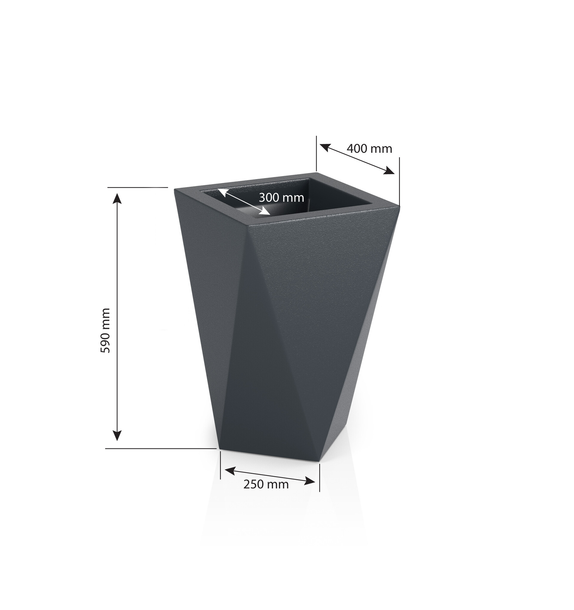 Bloempot - VASO - 25x25x59cm - wit
