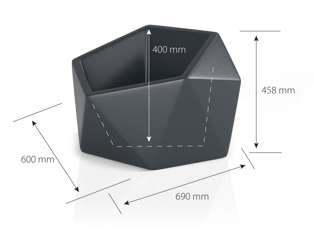 Bloempot - VESARI - 60x69x45,8cm - wit