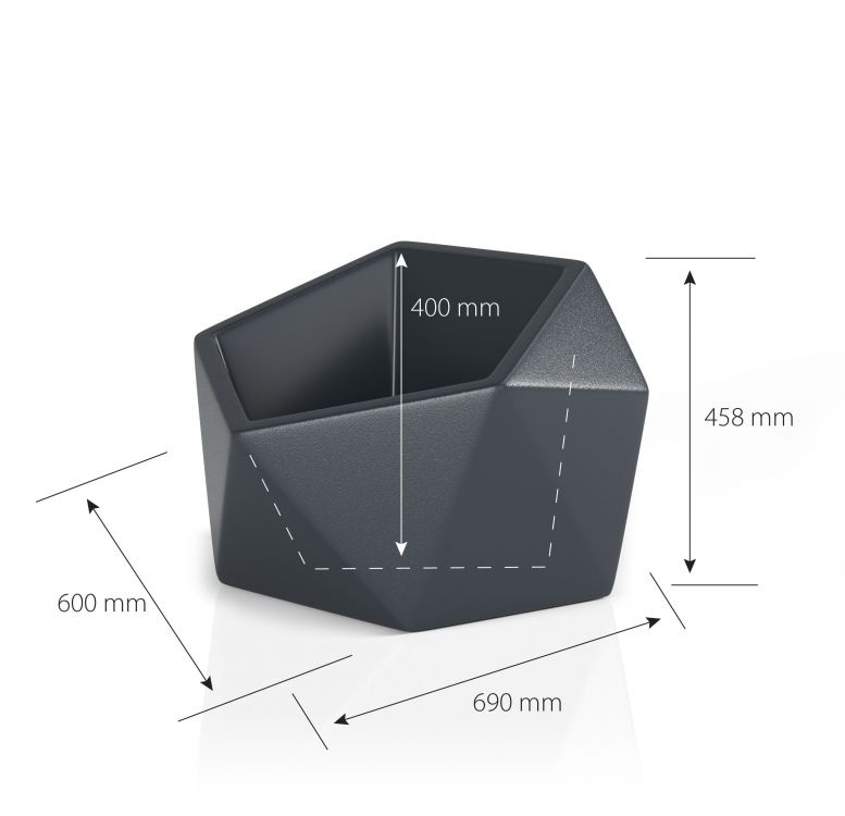 Bloempot - VESARI - 60x69x45,8cm - antraciet