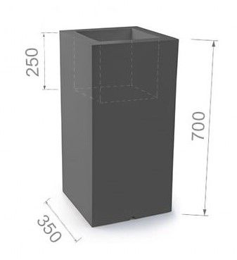 Bloempot - TOWER - 35x25x70cm - antraciet
