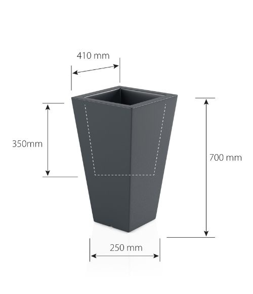 Bloempot - SLIM LINE S - 25x35x70cm - wit
