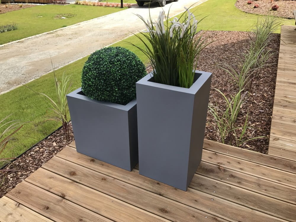 Bloempot - TOWER - 35x25x70cm - wit