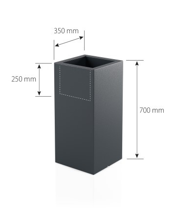 Bloempot - TOWER - 35x25x70cm - wit