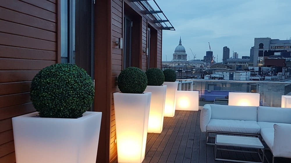 Bloempot - SLIM LINE M - 30x50x110cm - wit - LED