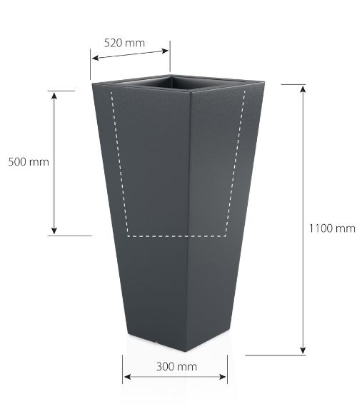 Bloempot - SLIM LINE M - 30x50x110cm - wit - LED