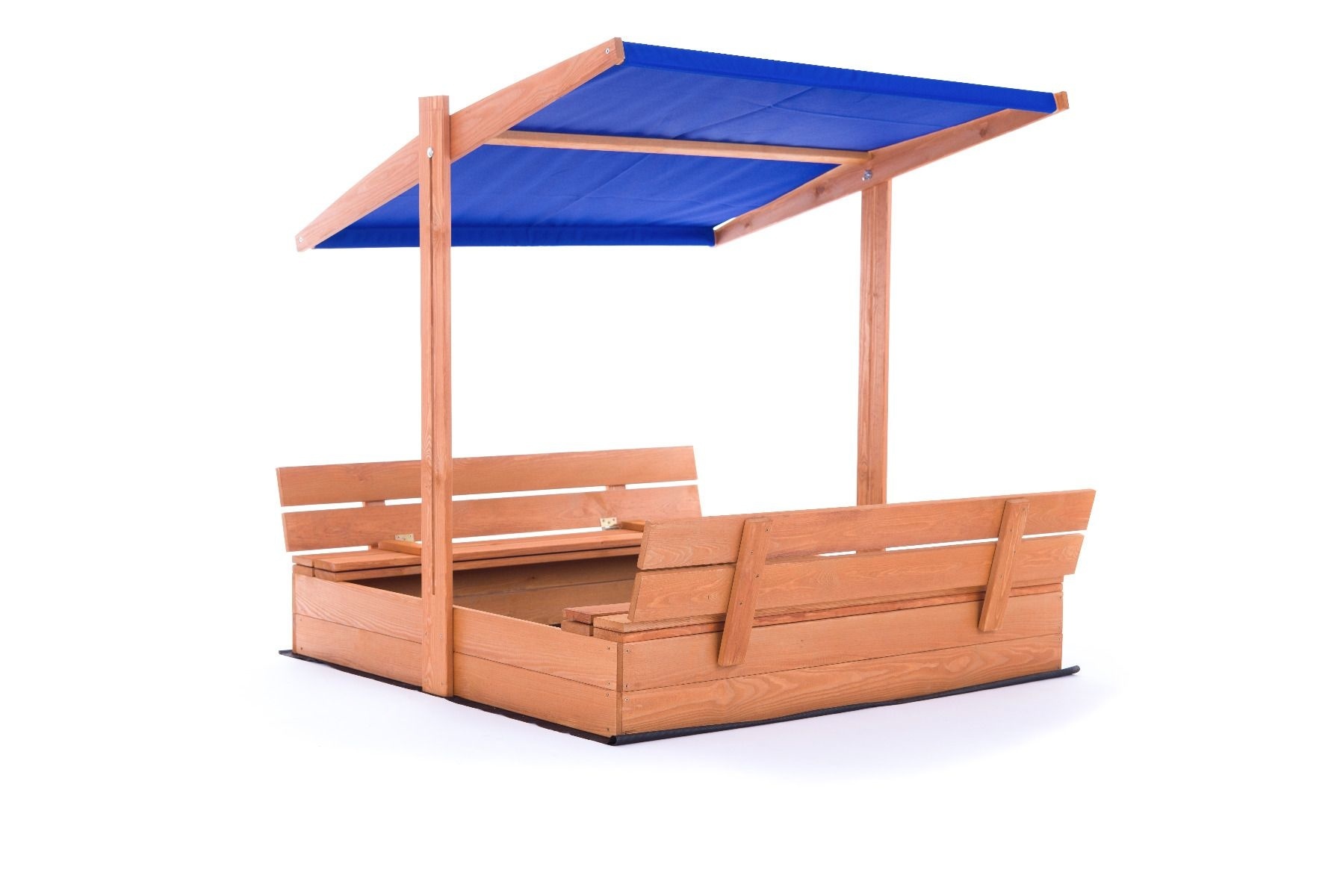 Zandbak - hout - met dak en bankjes - 140x140 cm - blauw