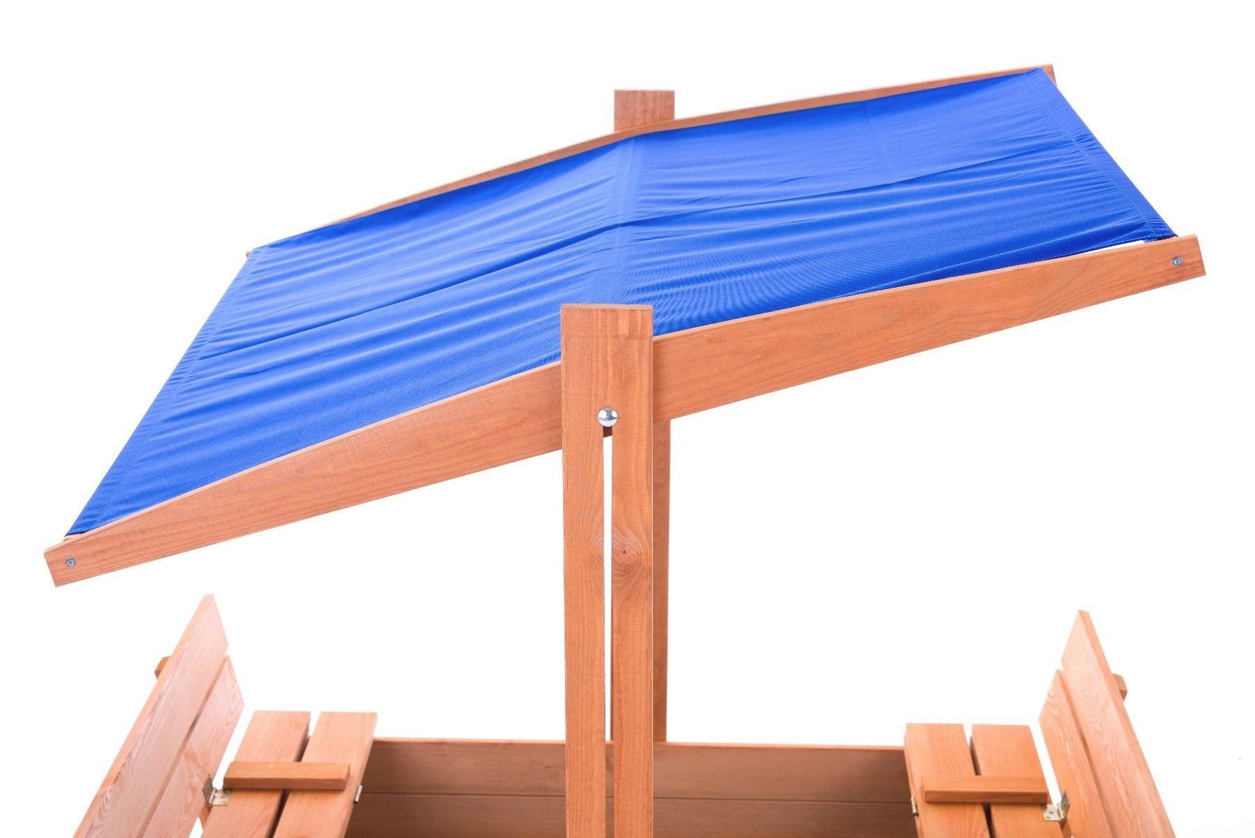 Zandbak - hout - met dak en bankjes - 140x140 cm - blauw