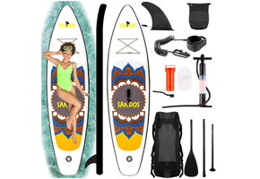 SUP board - opblaasbaar - 320cm - tot 150kg - geel, bruin