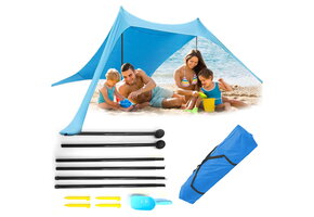 Strandtent TARP - 210x200cm - verstelbaar - blauw - 4 personen