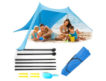 Strandtent TARP - 210x200cm - verstelbaar - blauw - 4 personen