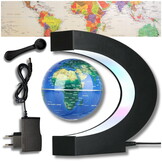 Zwevende wereldbol - magnetisch - LED - 17,5 cm - zwart, blauw