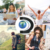 Zwevende wereldbol - magnetisch - LED - 17,5 cm - zwart, blauw