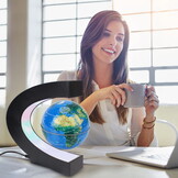 Zwevende wereldbol - magnetisch - LED - 17,5 cm - zwart, blauw